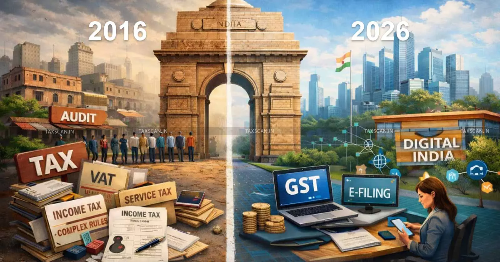 2016 vs 2026 Decade Transformation Reflecting Evolution India Tax Laws - taxscan 2016 vs 2026 Decade Transformation Reflecting Evolution India Tax Laws - taxscan