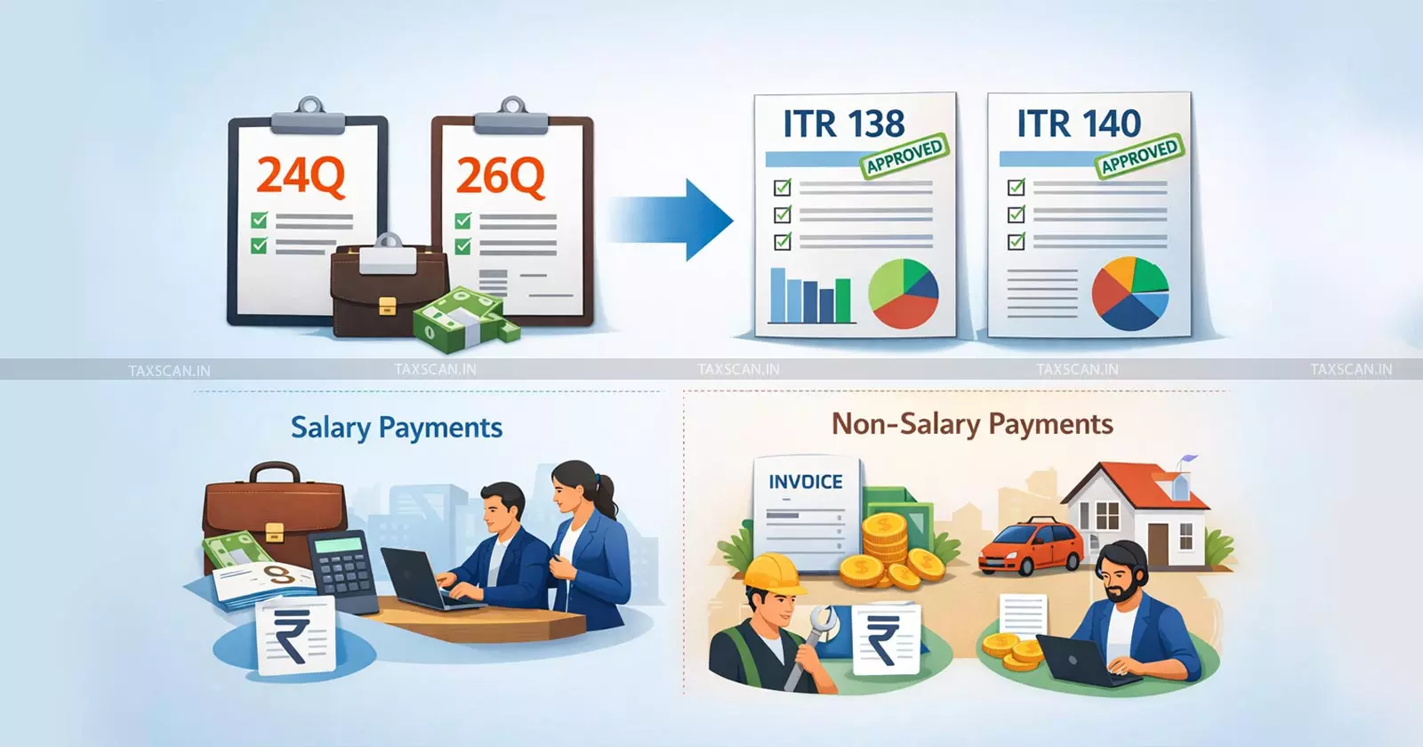 Income Tax Forms 138 & 140 Replace 24Q & 26Q: New TDS Reporting Rules for Salary and Non-Salary Payments Income Tax Forms 138 & 140 Replace 24Q & 26Q: New TDS Reporting Rules for Salary and Non-Salary Payments